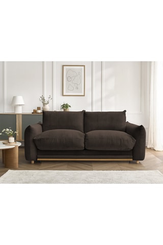 Canapé droit convertible Ernest - Marron - 3 places - En tissu velours côtelé