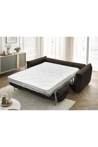 Canapé droit convertible Ernest - Marron - 3 places - En tissu velours côtelé