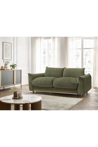 Canapé droit convertible Ernest - Vert - 3 places - En tissu velours côtelé