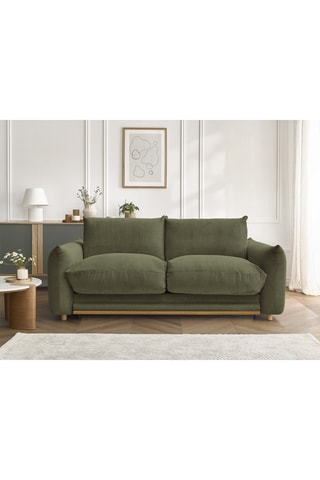 Canapé droit convertible Ernest - Vert - 3 places - En tissu velours côtelé