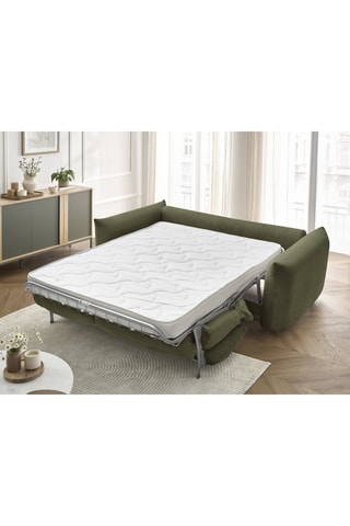 Canapé droit convertible Ernest - Vert - 3 places - En tissu velours côtelé