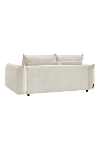 Canapé droit convertible Ernest - Blanc - 3 places - En tissu velours côtelé