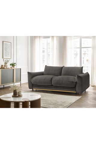 Canapé droit convertible Ernest - Anthracite - 3 places - En tissu velours côtelé