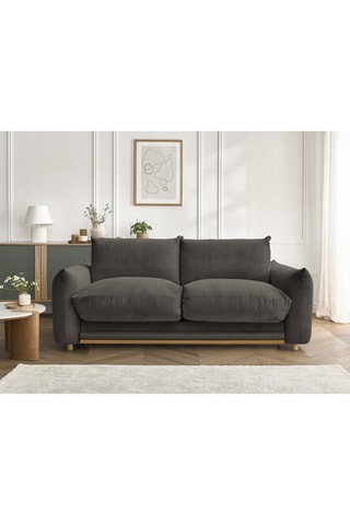 Canapé droit convertible Ernest - Anthracite - 3 places - En tissu velours côtelé