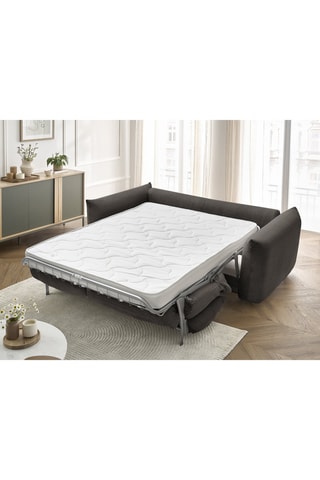 Canapé droit convertible Ernest - Anthracite - 3 places - En tissu velours côtelé