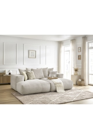 Canapé droit Voltaire - Beige - 4 places - En tissu toucher velours