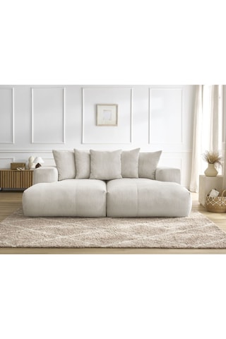 Canapé droit Voltaire - Beige - 4 places - En tissu toucher velours