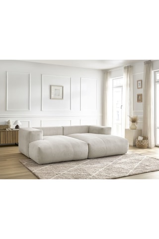 Canapé droit Voltaire - Beige - 4 places - En tissu toucher velours