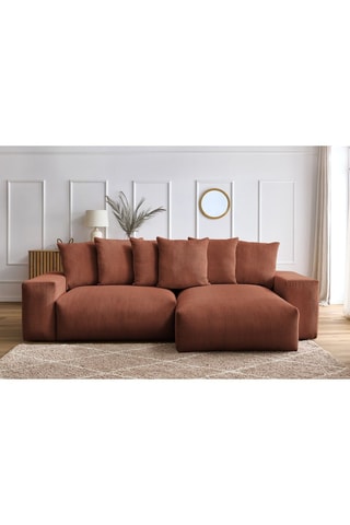 Canapé d'angle réversible convertible Voltaire - Orange - 4 places - En tissu velours côtelé