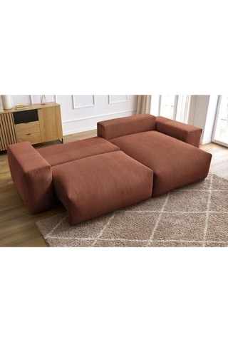 Canapé d'angle réversible convertible Voltaire - Orange - 4 places - En tissu velours côtelé