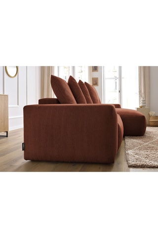 Canapé d'angle réversible convertible Voltaire - Orange - 4 places - En tissu velours côtelé
