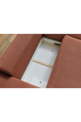Canapé d'angle réversible convertible Voltaire - Orange - 4 places - En tissu velours côtelé