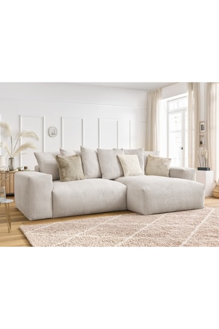 Canapé d'angle réversible convertible Voltaire - Beige - 4 places - En tissu velours côtelé