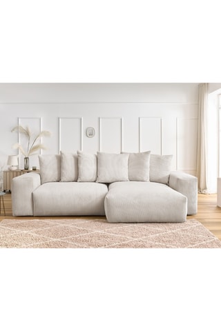 Canapé d'angle réversible convertible Voltaire - Beige - 4 places - En tissu velours côtelé
