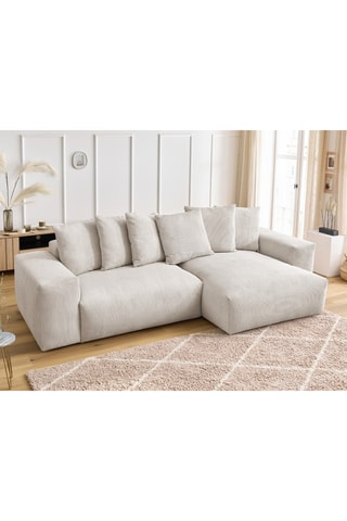 Canapé d'angle réversible convertible Voltaire - Beige - 4 places - En tissu velours côtelé