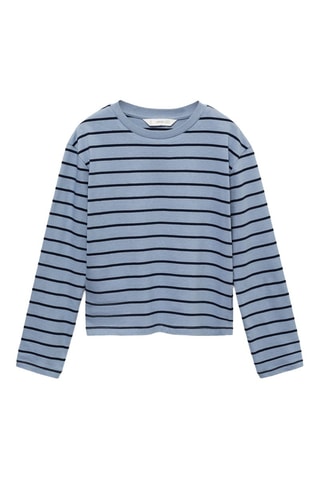 T-shirt coton à rayures - Bleu