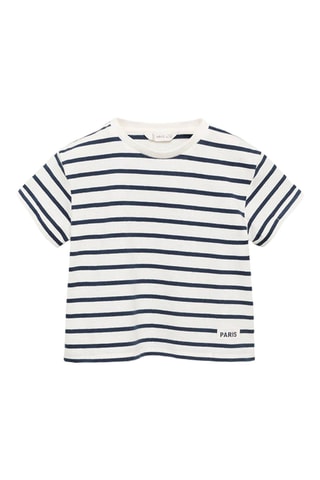 T-shirt à rayures et ornement - Bleu marine