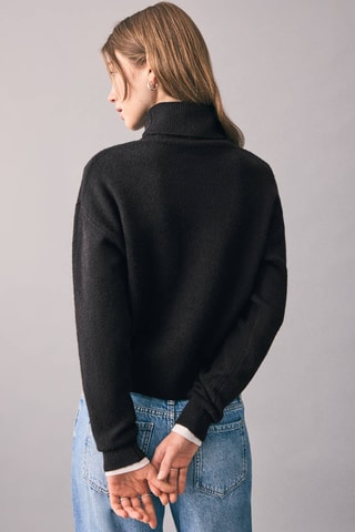 Pull-over maille col montant - Noir