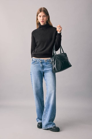 Pull-over maille col montant - Noir