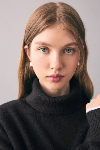 Pull-over maille col montant - Noir