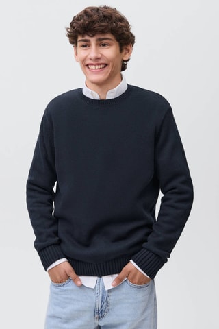 Pull-over basique coton - Bleu marine