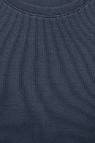 T-shirt côtelé manches longues - Bleu