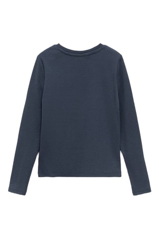 T-shirt côtelé manches longues - Bleu