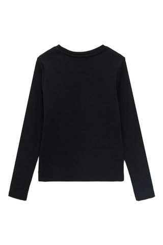 T-shirt côtelé manches longues - Noir