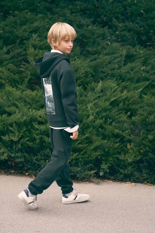 Sweat-shirt imprimé capuche - Vert