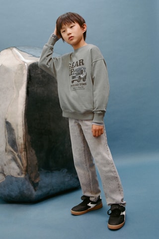 Sweat-shirt coton imprimé - Gris