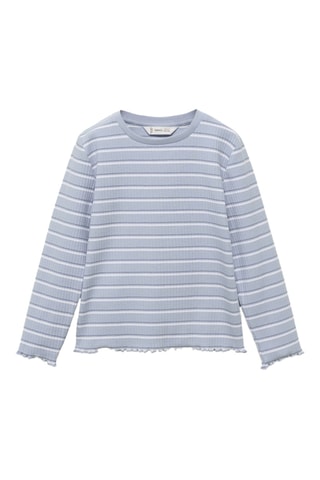 T-shirt à rayures en coton - Bleu