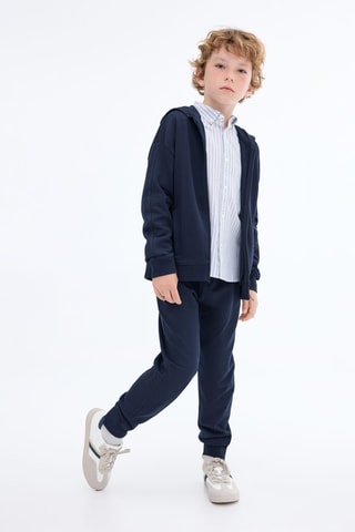 Sweat-shirt zippé à capuche - Bleu marine