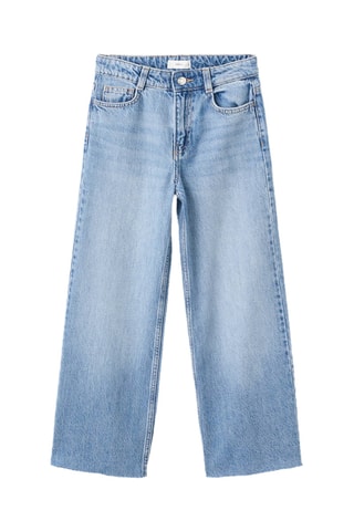 Jean large bas effiloché - Bleu