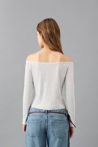 T-shirt col bateau - Gris