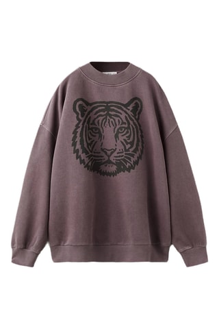 Sweat-shirt imprimé tigre - Marron