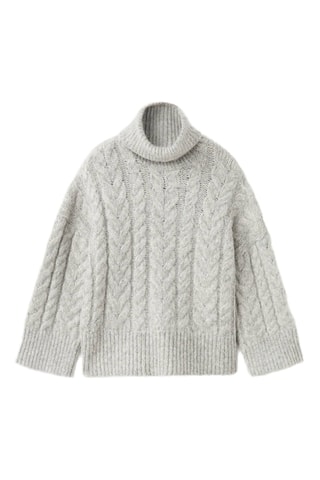 Pull-over lurex col roulé - Gris