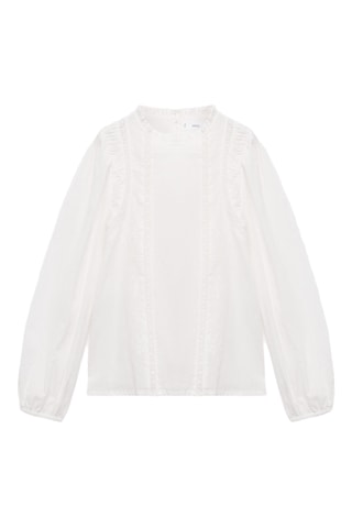 Blouse en coton et dentelle - Blanc