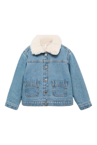Blouson denim imitation  fourrure - Bleu