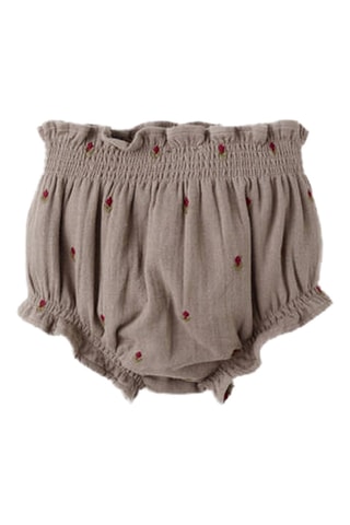 Barboteuse avec broderie à fleurs - Marron