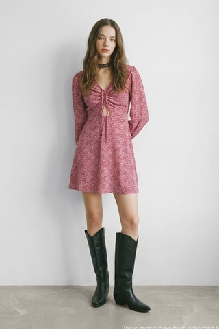 Robe imprimée à nœud - Rouge
