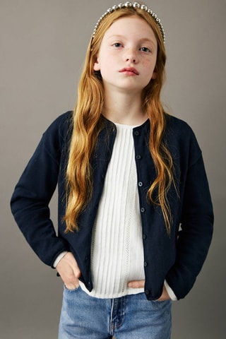 Cardigan maille manches longues - Bleu marine