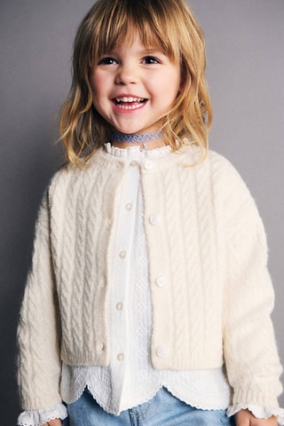 Cardigan maille torsadée - Beige