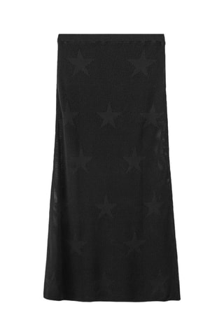 Jupe en maille semi-transparente avec étoiles - Noir