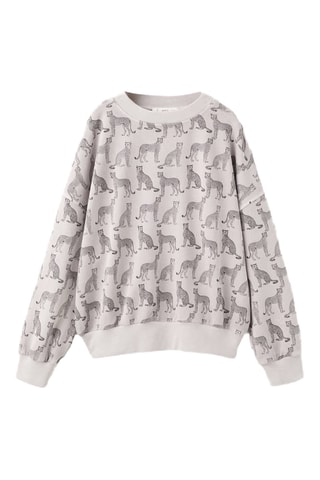 Sweat-shirt coton imprimé - Gris clair