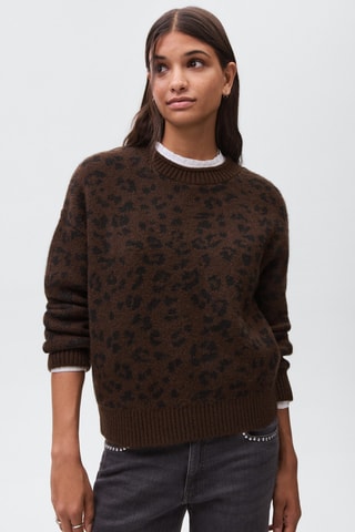 Pull-over motif léopard - Marron