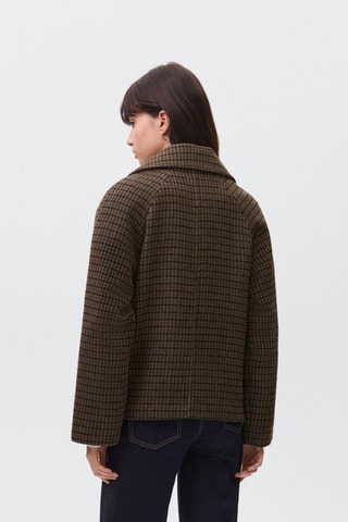 Manteau à carreaux en laine - Marron