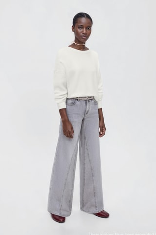 Pull-over maille manches longues - Blanc