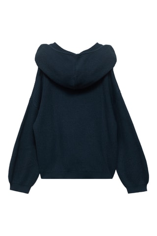 Pull-over maille capuche - Bleu marine