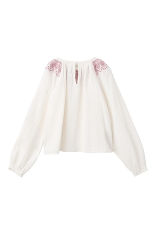 Blouse brodée en coton - Écru