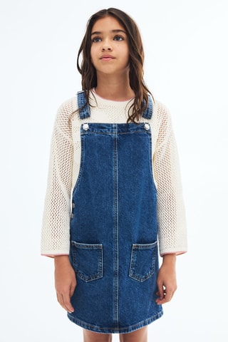 Robe chasuble courte en jean - Bleu marine